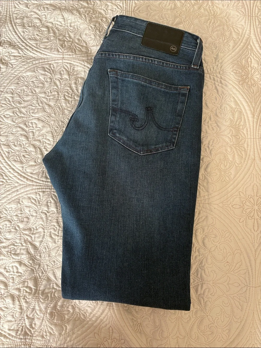 Ag Adriano Goldschmied Men's Straight Jeans in Dark Blue Denim